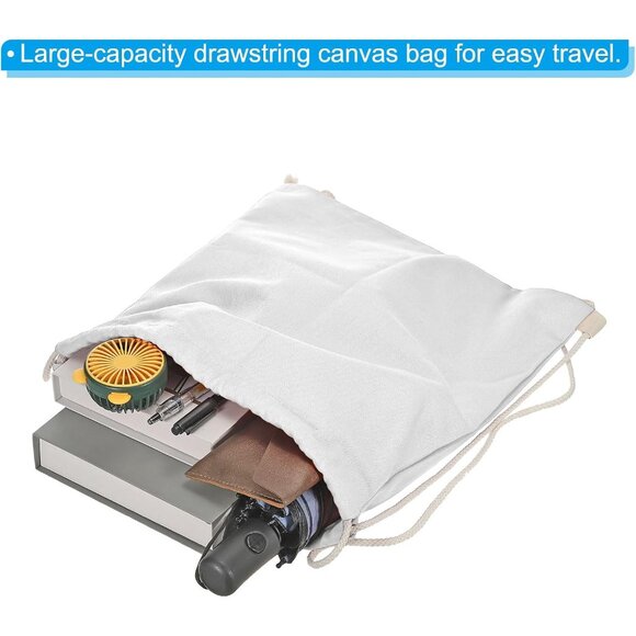 Customizable Foldable Cotton Drawstring Backpack - Ideal for Outdoor Sports - Picture 3 of 7
